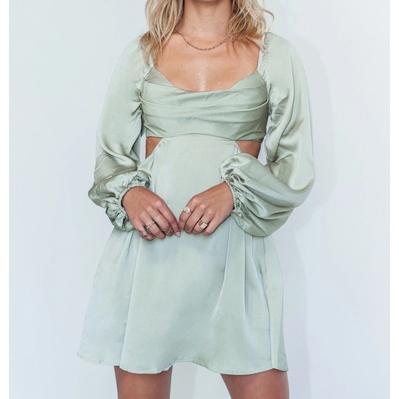 green emerald velvet dress The Long-Sleeve Utility Mini Dress